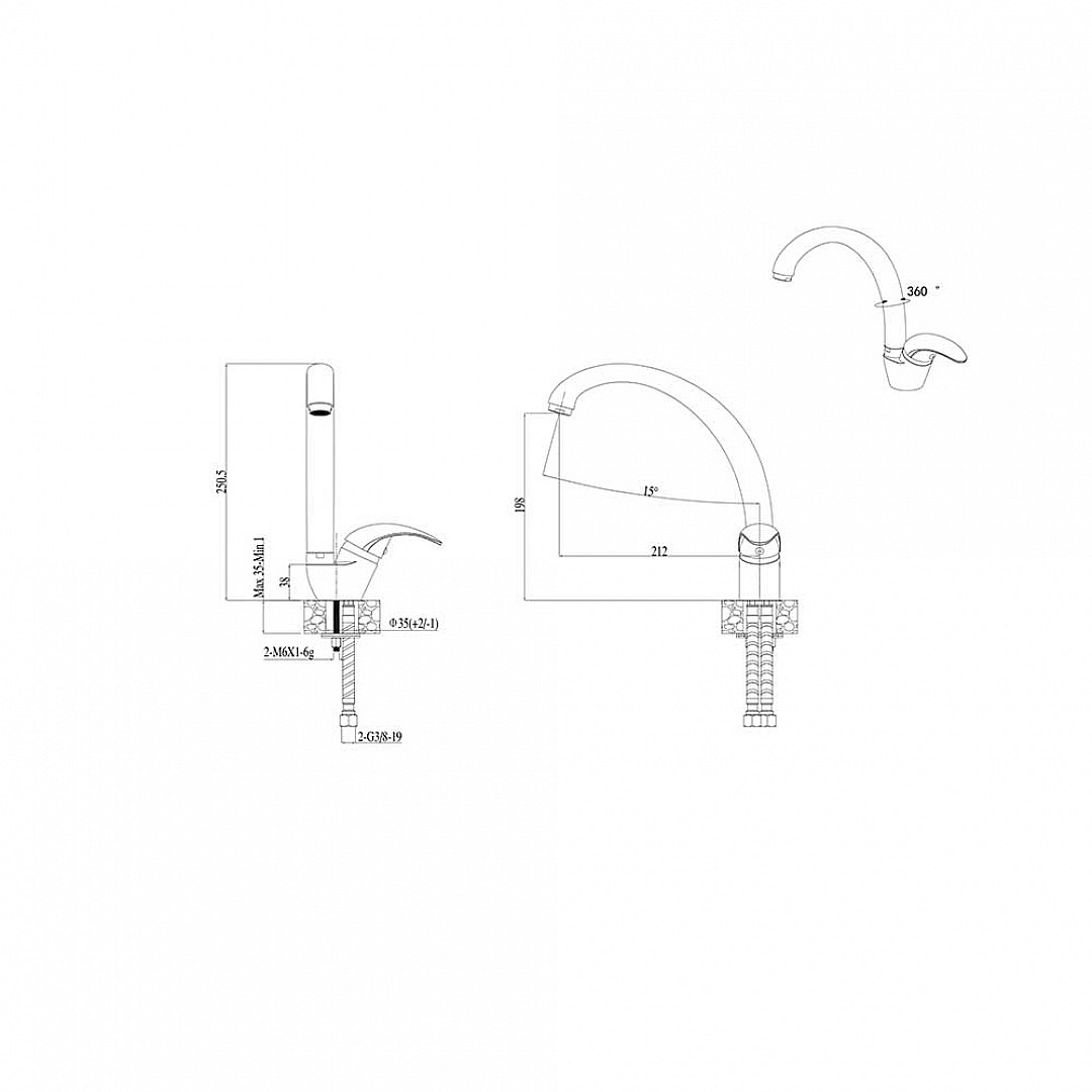 Комплект мивка и смесител 8301 GRAY + 237012 GRAY – Inter Ceramic 11.12.77.0106 – снимка 4